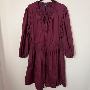 Gap Balloon Sleeved Smocked Waist Dress Pockets Flattering Party Holiday XL TALL